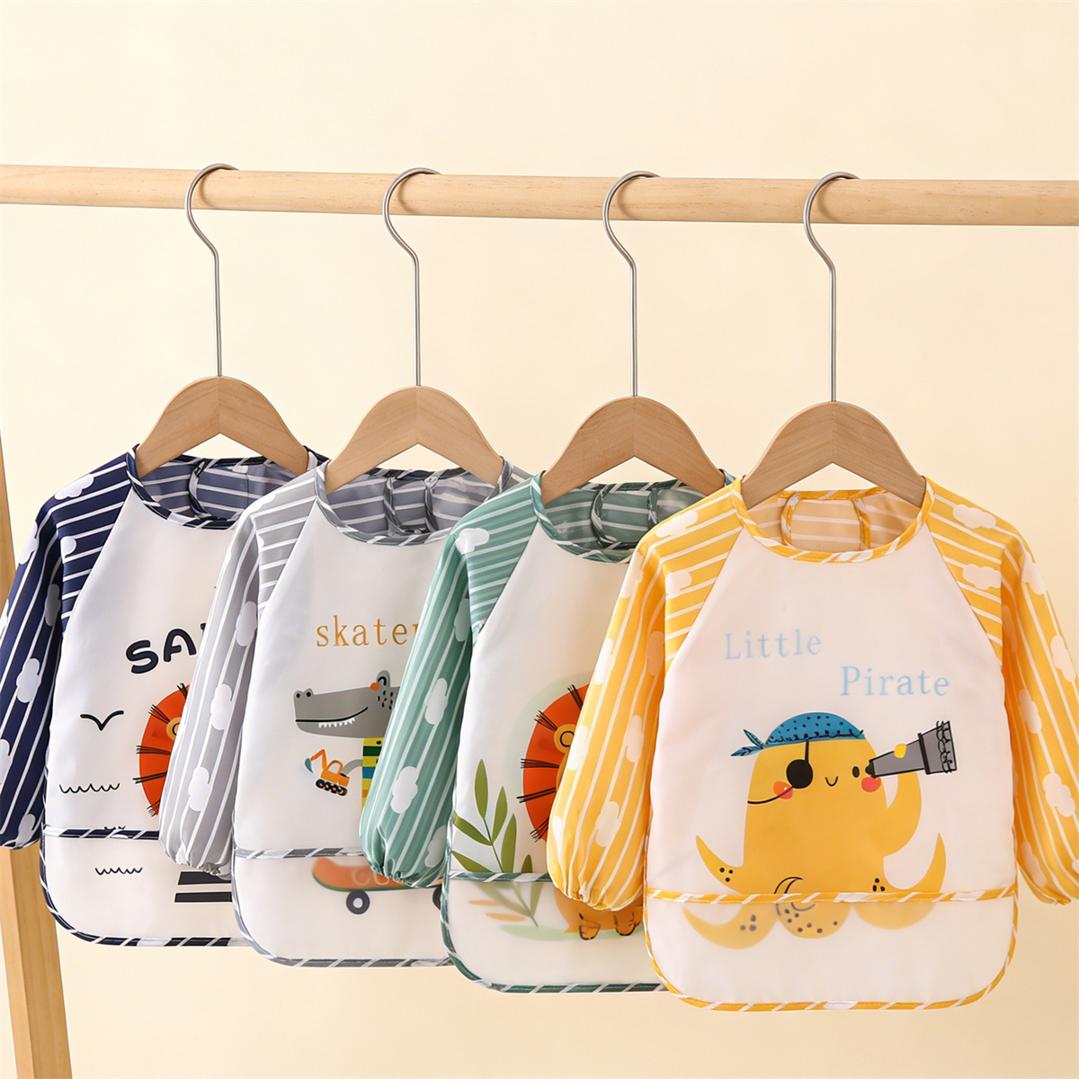 Baby Food Apron - 2 Pezzi Bavaglini Impermeabili a Manica