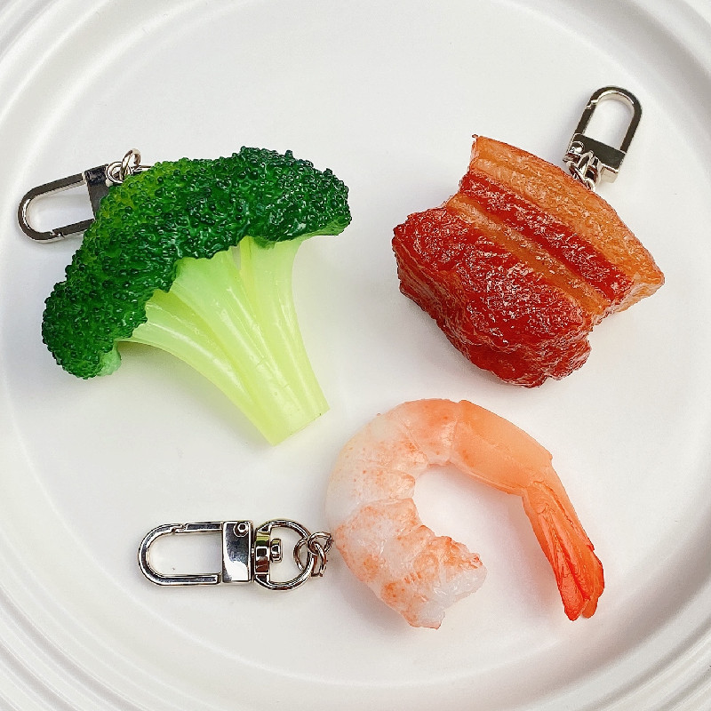 Baby Food Shrimp - Simulazione Portachiavi alimentare Maiale brasato Broccoli